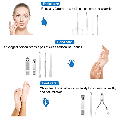 Tseoa Manicure, Pedicure Kit, Nail Clippers Set of 12Pcs, Professional Grooming Kit, Nail Tools with Luxurious Travel Case