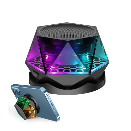 Excefore Magnetic Diamond Bluetooth Speaker, Small Wireless Speaker with Multi RGB Color Light Show, Wireless Small Bluetooth Speaker, Portable Phone Stand for iPhone, Android, TWS Pairing