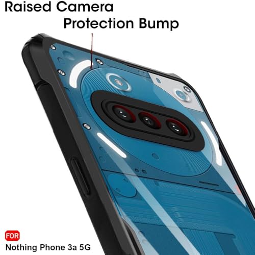 Nothing Phone 3a Clear Hard PC Back Cover Case with Shockproof TPU Black Border 360 Degree Impact Resistant Camera Protection Transparent Cover For Nothing Phone 3a