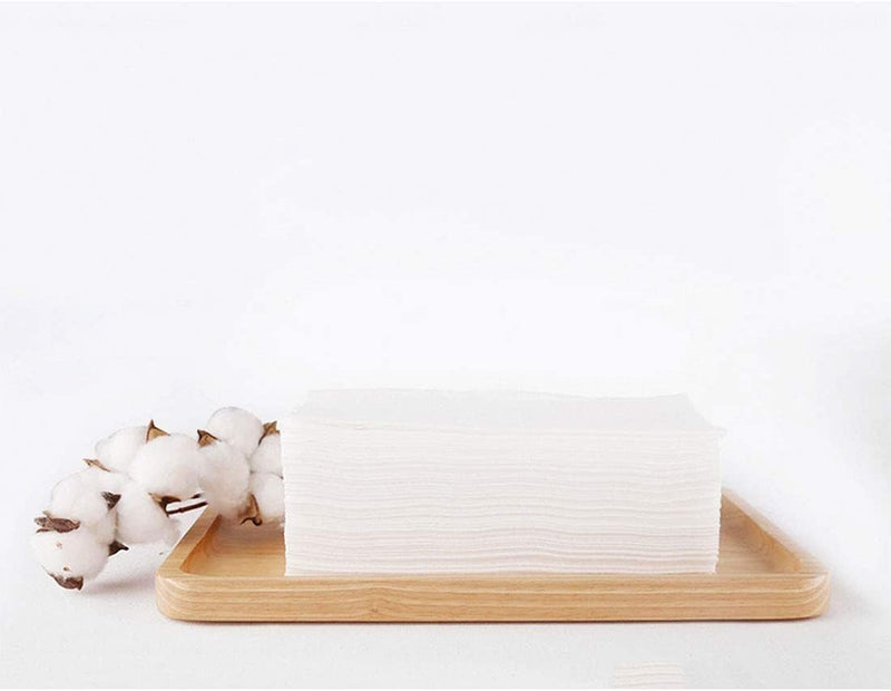 JEBBLAS Disposable Face Cleaning Towels Dry Soft Wipe Makeup Removing Cotton Tissue Wet and Dry Daul Use for Sensitive Skin, 60 Pcs/Bag, Total 120 Pcs