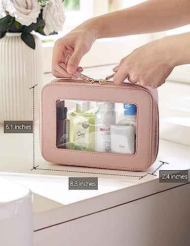 Small Cosmetic Bag for Purse Mini Makeup Bag for School Cute Clear Make Up Pouch for Travel Tiny Leather White Make Up Organizer Case for Backpack Toiletry Bag Waterproof Square Pouch with Zipper