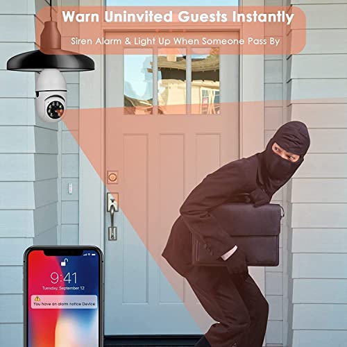 KOWVOWZ 2PCS 360 Degree Security Cameras Wireless Outdoor, 2.4GHz & 5GHz WiFi Light Bulb Camera, 1080p Indoor for Home Camera System, Motion Detection, Two-Way Audio (2PCS)