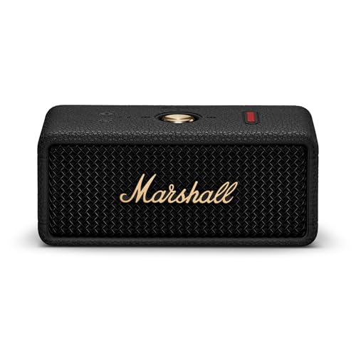 Marshall Emberton III Portable Bluetooth Speaker - Water Resistant Wireless Speaker Portable Speaker with 32+ Hours of Playtime - Black and Brass