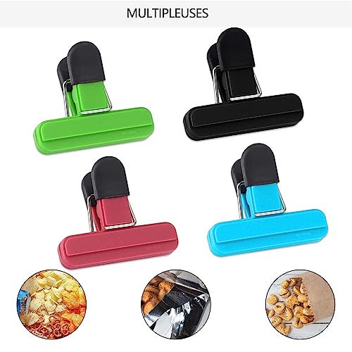 XxinXrong 12 Pcs Bag Clips Food Seal Clips, Food Bag Clips for Food Storage, Kitchen Food Clips, Plastic Air Tight Chip Bag Clips for Snack Coffee Vegetables Fruit Food Storage Bags Clips