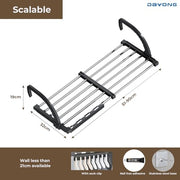 DAYONG Portable Clothes Drying Rack,Clothes Hanging for Balcony,Windowsill and Guardrail,Laundry Rack Door Hanger Rod for Indoor Outdoor for Towels, Lingerie, Hosiery,Shoes (Telescopic 51-90cm)