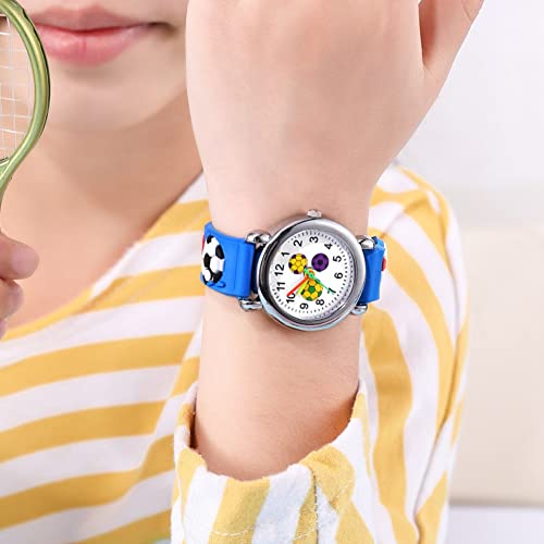 Ywhalep 2 Packs Kids Watches for Boys 3D Football Cute Cartoon Silicone Children Toddler Wrist Watch Waterproof Time Teaching Easy to Read Watch