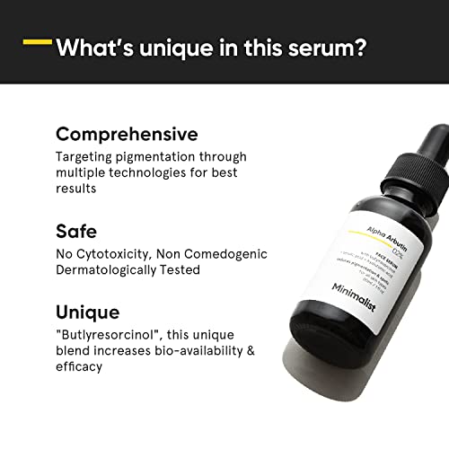 Minimalist Alpha Arbutin 2% for Dark Spots & Sun Tanning | Face Serum with Hyaluronic Acid to Help with Blemishes, Dark Spots, PIH & Uneven Skin Tone | 30ml