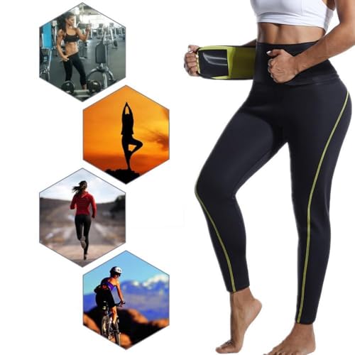 Women's high waist sauna leggings, slimming sportswear, stretch body shaping pants,Black,Small