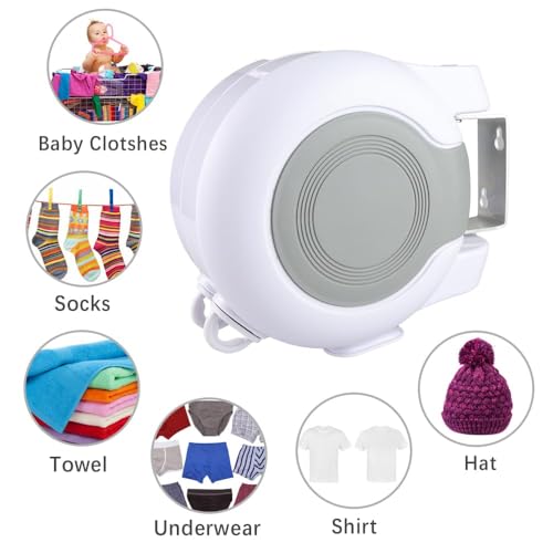 Tazweeq Retractable Clothesline 2x49 Feet Outdoor Indoor, Dual Heavy Duty Clotheslines for Laundry Drying, Wall-Mounted Portable Easy Installation Washing Lines Rope