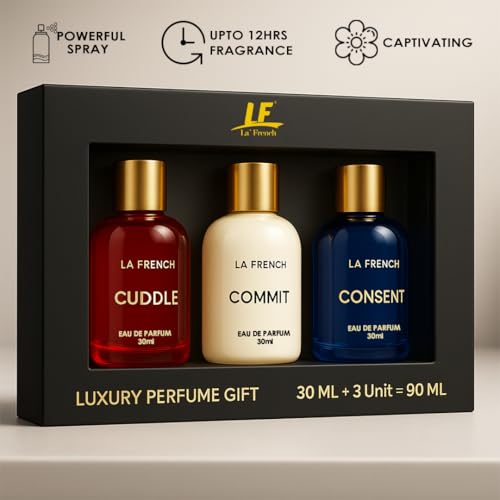 La French Perfume Gift Set for Women 3x30 ML Cuddle Commit & Consent Perfume Scent | Long Lasting EDP Fragrance Scent | Date night fragrance | Ideal Gift for Women