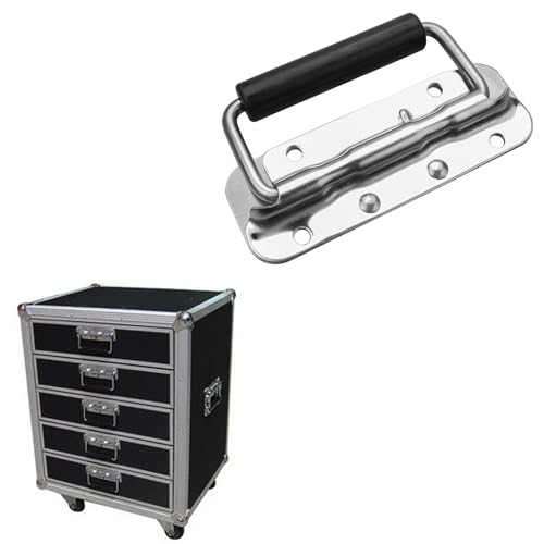 Spring Loaded Pull Handles, Surface Mount Chest Handle with Rubber Grip Handmade Chest Trunk Lifter Handle Pull Heavy Duty Hardware for Chests Trunks Crates Storage Boxes Thickened (Silver-122mm)