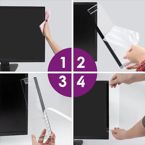 2pcs Transparent Acrylic Computer Monitor Memo Board Set - Office Desk Accessories, Left and Right Side Panel Sticky Note Board for Working from Home Office (Monitor Board 1)