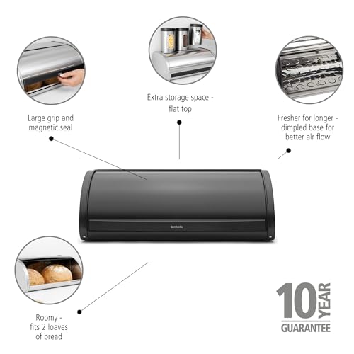 Brabantia Roll Top Bread Box, Medium - Matte Steel 348907