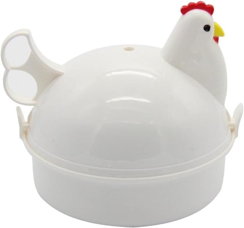 THE WHITE SHOP Chicken Shape Microwave Egg Cooker 4 Eggs Capacity Boiler Steamer Poacher for Omelet & Soft, Medium, Hard-Boiled Egg