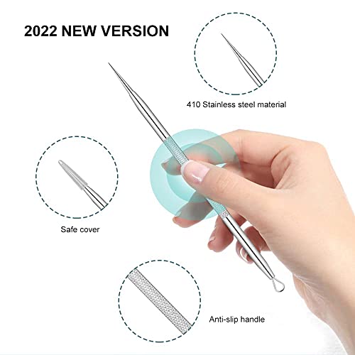 La Chat Blackhead Remover, 2 PCS Pimple Popper ,Stainless Steel Pimple Extractor Blackhead Removal Tool Risk Free Treatment for Blemish,Whitehead Popping