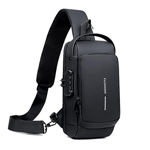 ZYING Anti theft Crossbody Sling Bag, 9.7 iPad, Black, 13 in x 7.1 in x 3.5 in