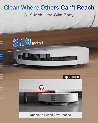 ECOVACS DEEBOT T50 PRO Omni Robot Vacuum and Mop, 3.19” Ultra-Slim, 15,000Pa Suction, ZeroTangle 2.0, TruEdge Edge Cleaning, AIVI 3D Obstacle Avoidance, Auto Mop Wash & Dry, Self-Emptying,White