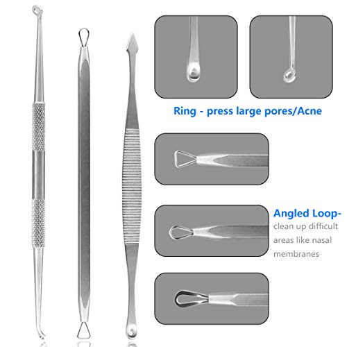 STWIE 10PCS Blackhead Remover Tools Kits + Ear Wax Removal Tools +Cuticle Pusher Remover Kit,10PCS Remover Tools Professional Pimple Comedone Extractor Zit Popper Tool Kit