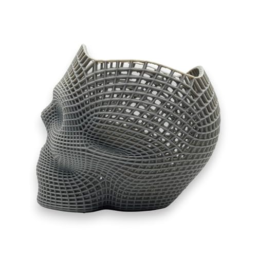 3Doz Skull Grid Pencil Holder, Desk Organiser, Pen Pencil Holder Caddy for Desk, 3D Printed with Nature Friendly Vegan Material, Grey