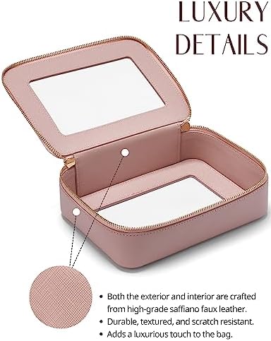 Small Cosmetic Bag for Purse Mini Makeup Bag for School Cute Clear Make Up Pouch for Travel Tiny Leather White Make Up Organizer Case for Backpack Toiletry Bag Waterproof Square Pouch with Zipper