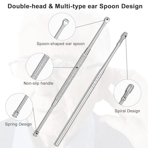 Sunomy Ear Wax Removal Kit, Ear Cleansing, Cleaning Brush and Storage Box, One-Piece Ear Picker Design for Adults and Kids (8 Pcs, white brush)
