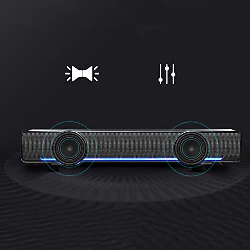 Cryfokt USB Wired Stereo Soundbar, Computer Speaker with 3.5Mm Input, Bass Surround Sound Box, 3D Stereo Sound Adjustable Volume PCfor Desktop, Laptop, Smartphone, Tablet PC (Black)
