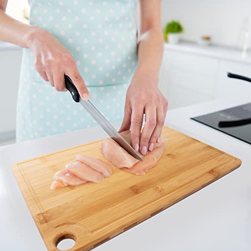 Joeji's Kitchen Set of 3 Bamboo Chopping Boards – Durable Wooden Chopping Board 20 x 15 cm 28 x 22 cm & 33 x 22 cm Wooden Kitchen Chopping Board
