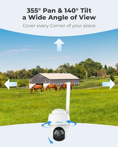 REOLINK Go PT Plus - 5MP Pan Tilt 4G LTE Cellular Security Camera, Camera Outdoor Wireless, 2K+ HD Color Night Vision, Solar Power, Smart Detection, No WiFi, No Wires, Ideal for Off-Gird Areas