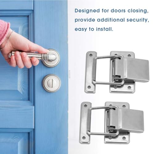TERRIFI 2pcs Hasp Latch Lock, Stainless Steel Spring Loaded Latch Catch, Toggle Hasp for Boxes, Barrels, Cabinets, Mechanical Equipment, Durable Hardware for Secure Closure and Protection