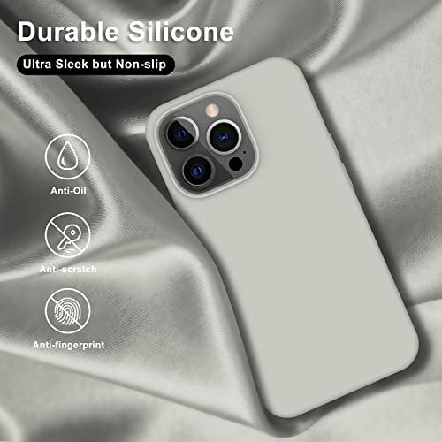 bemal for iPhone 14 Pro Max Case with Screen Protector - Slim Fit Shockproof Liquid Silicone Cover - Soft Microfiber Lining - Designed for Women and Girls - Protective Phone Case-Rock Grey