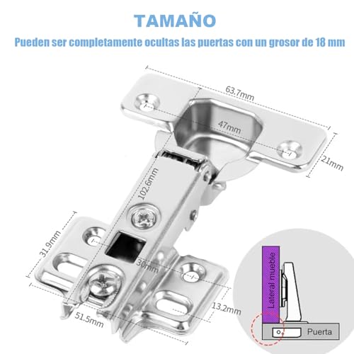 SOJITAS 8 Pcs Door Hinges for Kitchen, Bathroom and Cabinet Furniture Doors, Soft Close, Straight Cup 105°Opening, Full Overlay Cabinet Hinges, Removable and Adjustable with Screws