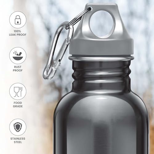 MILTON 750ml Stainless Steel Water Bottle with Screw Top Lid, Single-Walled, BPA-Free, Leak-Proof, Rust-Free, Easy-Grip Fridge Bottle, Gym Bottle for Men, Kids, School & Travel - Alive - Black