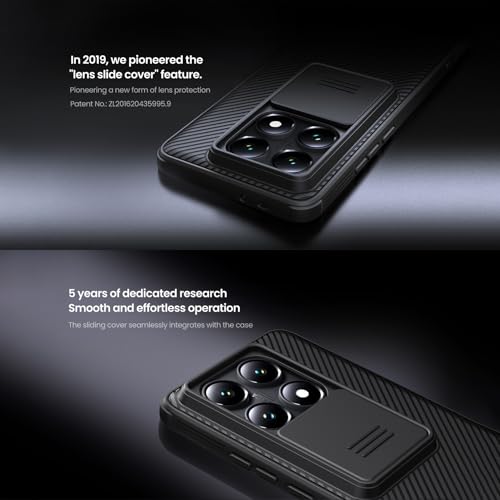 For Xiaomi 14T Case, Camera Lens Protection Slide Cover, TPU+PC Shockproof Bumper Back Cover, Anti-Fingerprint Mobile Phone Case, Slim Fit Protective Casing
