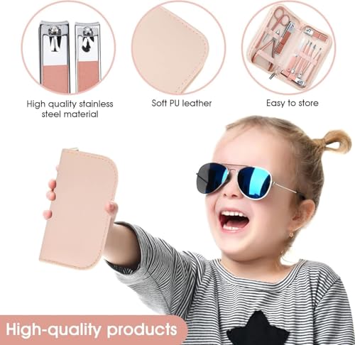 Tazweeq Nail Clippers and Beauty Tool Portable Set, Rose Gold Martensitic Stainless Steel Manicure Set 12 in 1, with Pink Leather Bag, Suitable for Home, Workplace, Outdoor Travel, Gift Giving, Salon