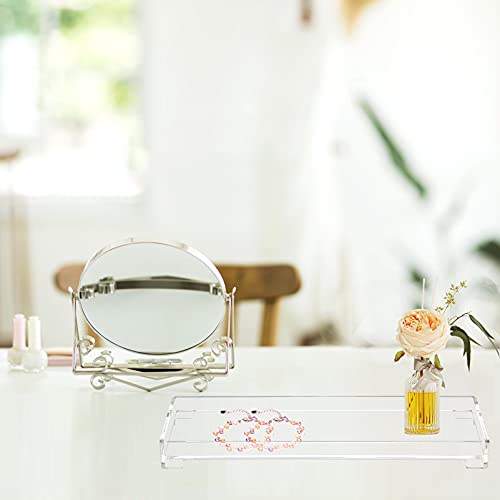 DELIPPLY Vanity Bathroom Tray, Acrylic Rectangle Decorative Catchall Organizer Storage Tray - Clear