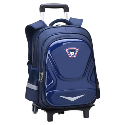 UimoKi Kids Rolling Backpacks for Girls and Boys With Wheels Trolley Backpack Trolley Children School Bags Luggage(Navy Blue)