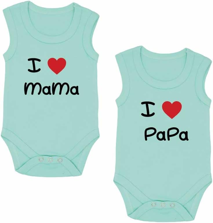 Pack of 2 Unisex Baby Romper with Mama and Papa Printed Design for Newborns,Infants, Toddlers Sleeveless Jumpsuit Snap Closure for Easy Diaper Changes Ideal for Baby Shower