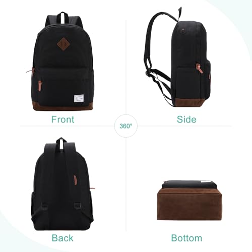 VASCHY Men's Backpack, Women's Waterproof School Bag, Boy Girl Computer 15.6 Inch Vintage for School, College, Work, Travel, Leisure