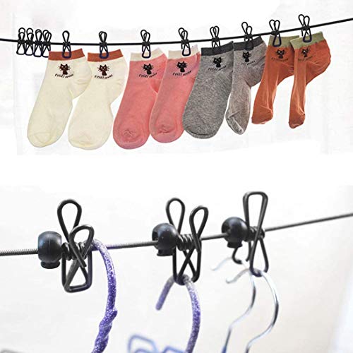 MAKINGTEC Clothesline Portable Elastic Windproof Cloth Line with 12pcs Clips for Indoor & Outdoor Laundry Drying Clothesline Portable Elastic Windproof Cloth Line