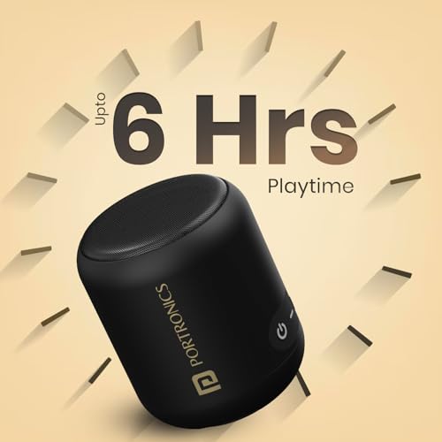 Portronics SoundDrum 1 10W TWS Portable Bluetooth 5.3 Speaker with Powerful Bass, Type C Charging Cable Included(Black)
