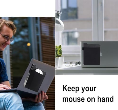 Odluzy Portable External Hard Drive Carrying Case, Sleeve Storage for Laptop, Reusable Adhesive Stick on Holder for Computer Accessories, Wireless Mouse/Earphones/USB Cable, Travel Pocket Pouch