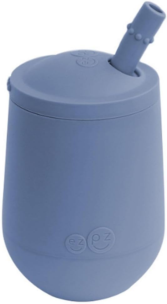 ez pz Ezpz Mini Cup + Straw Training System (Blush) - 100% Silicone Training Cup For Infants + Toddlers - Designed By A Pediatric Feeding Specialist - 9 Months+