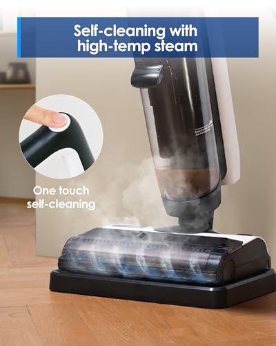 Tineco iFloor 5 steam All-in-One Wet Dry Vacuum Cleaner, Wood Floor Steam Vacuum, Ideal for Sticky Dirts, 248℉ High Temperature Steam, Self Cleaning with Steam