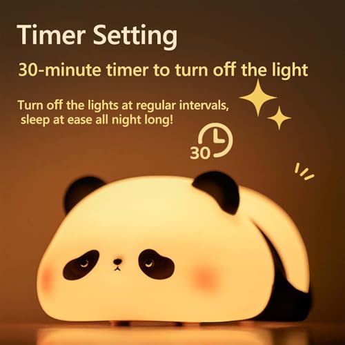 Khazna Cute Panda Night Light, LED Squishy Novelty Animal Night Lamp, Nursery Nightlight for Breastfeeding Toddler Baby Kids Decor, Cool Gifts for Kids