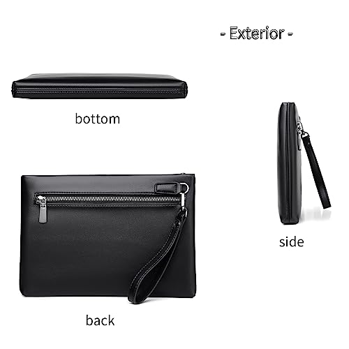 FSD.WG Mens Clutch Bag Handbag Leather Zipper Large Wallet Clutch Purse with Money