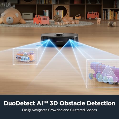 EUREKA Robot Vacuum Cleaner & Mop All-in-One Station, AI 3D Obstacle Detection, Intelligent Pet Bypass, Car Carpet Detection, Ideal Against Pet Hair, App & Voice Control, J12 Black