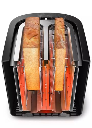 Philips 5000 Series Toaster - 950W, Auto Shut-off, Reheat Mode, Bun Warming Rack, Black & Copper - HD2650/31