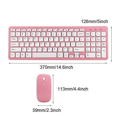 needlid Wireless Keyboard Mouse Combo, Ultra-Thin Compact Full Size Keyboard and Mouse Set with 3-Speed Micro USB Receiver, 96 Keys Keyboard 4 Keys Mouse for Computer PC Laptop