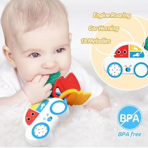 Baby Musical Toy Car with Teether | BPA-Free Push Toy with Engine Sound, Horn & Melodies | Educational Infant Toy for 6-18 Months | Baby Gift for Boys & Girls, UAE
