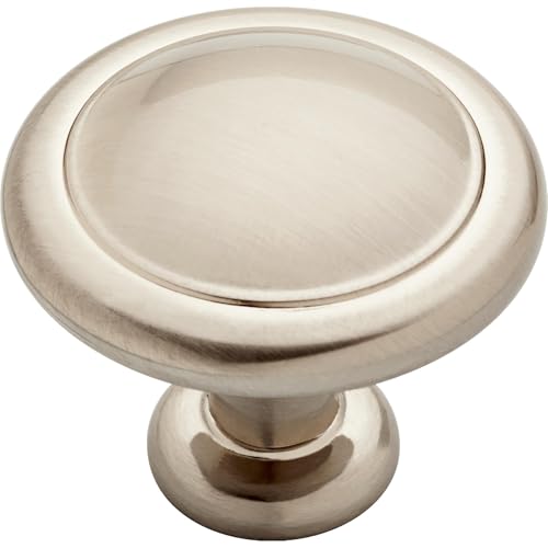 Franklin Brass Round Ringed Kitchen Cabinet Knobs Or Drawer Knobs 1-1/4" (32mm), 10-Pack Satin Nickel Cabinet Hardware P35597K-Sn-B